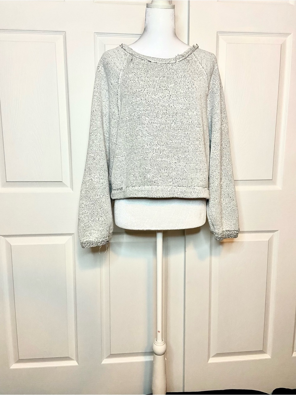 Free People Distressed / Textured Crewneck Knit Pullover